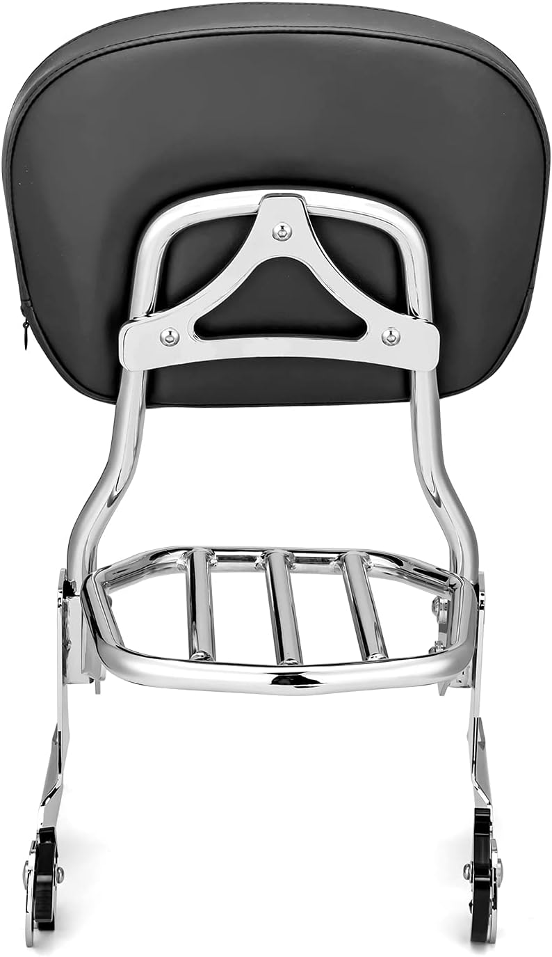 Wsays Sissy Bar Passenger Backrest and Luggage Rack (Large Pad) Compatible with Harley Softail Heritage Springer Classic FLST FLSTC FLSTS FLSTSC 2000-2017, Chrome Standard Height - Image 5